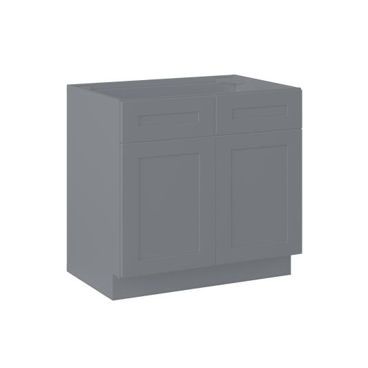 Sink Base Kitchen Cabinet SB36 Colonial Gray LessCare 36 in. width 34.5 in. height 24 in. depth