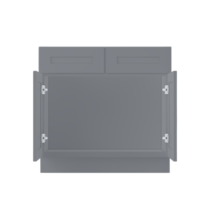 Sink Base Kitchen Cabinet SB36 Colonial Gray LessCare 36 in. width 34.5 in. height 24 in. depth