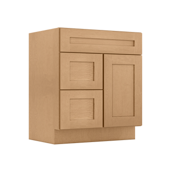 Vanity Sink Base Cabinet with Left Drawers 30 Inch Wide x 21 Inch Deep x 34 1/2 Inch High Shaker Toffee Series