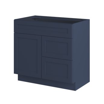 Vanity Sink Base Cabinet with Right Drawers 30 Inch Wide x 21 Inch Deep x 34 1/2 Inch High Danbury Blue Series