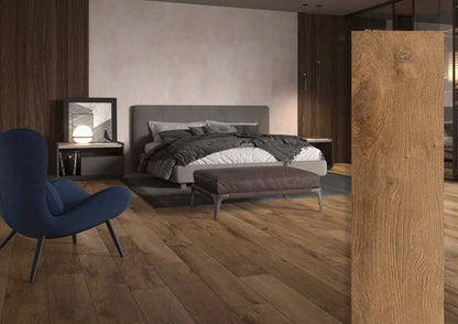 San Pedro Wood Look Brown Tile 8x48 Rectified Porcelain Floor and Wall for Interior or Exterior