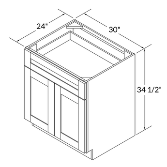 Base Kitchen Cabinet B30 Milan Slate LessCare 30 in. width 34.5 in. height 24 in. depth