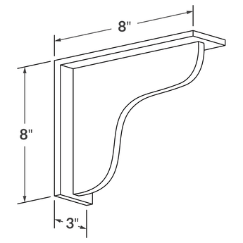 Countertop Support Molding Bar Bracket Milan Pearl 3 in. width 8 in. height 8 in. depth