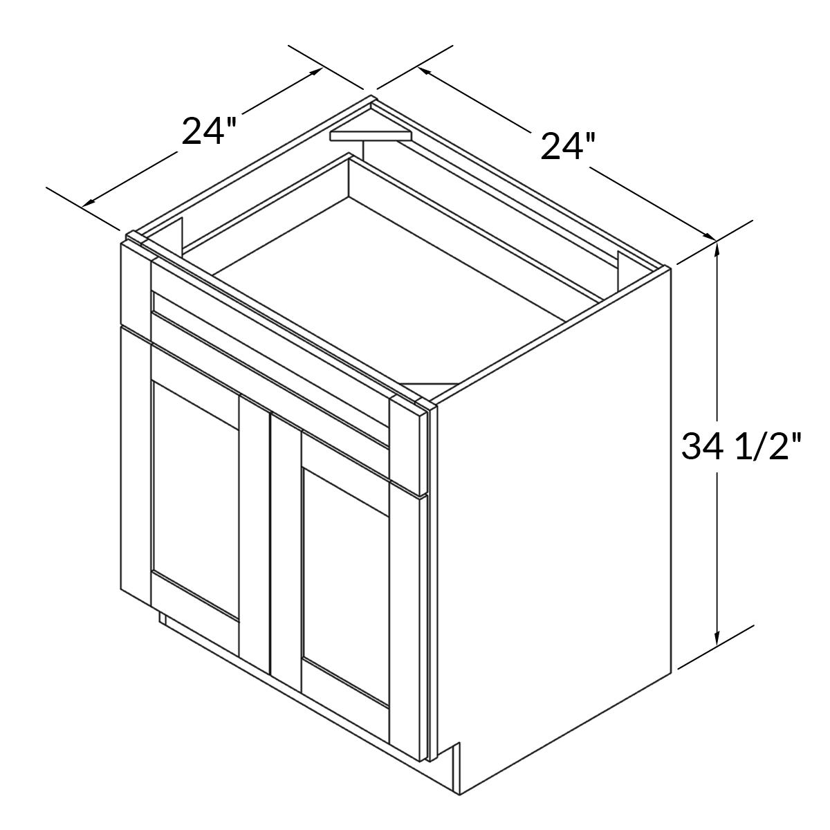 Base Kitchen Cabinet B24 Danbury Blue LessCare 24 in. width 34.5 in. height 24 in. depth - Kitchen Cabinets