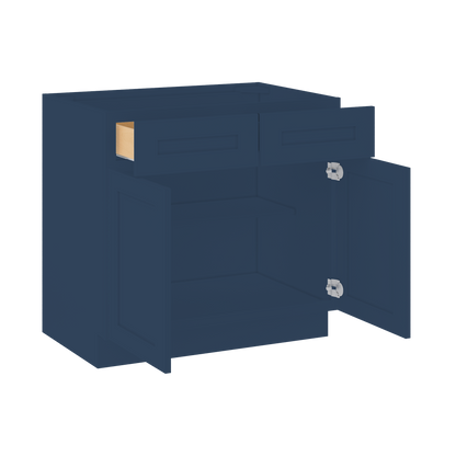 Base Kitchen Cabinet B36 Danbury Blue LessCare 36 in. width 34.5 in. height 24 in. depth - Kitchen Cabinets