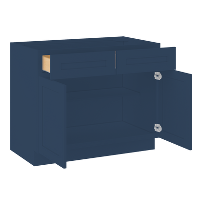 Base Kitchen Cabinet B42 Danbury Blue LessCare 42 in. width 34.5 in. height 24 in. depth - Kitchen Cabinets