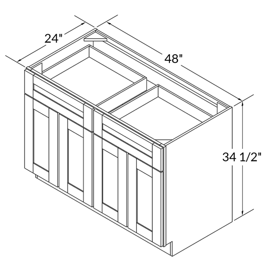 Base Kitchen Cabinet B48 Colonial Gray LessCare 48 in. width 34.5 in. height 24 in. depth - Kitchen Cabinets