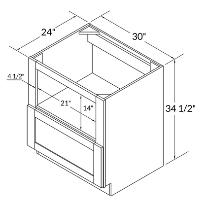 Base microwave cabinet with one drawer BMC30Colonial Gray LessCare 30 in. width 34.5 in. height 24 in. depth - Kitchen