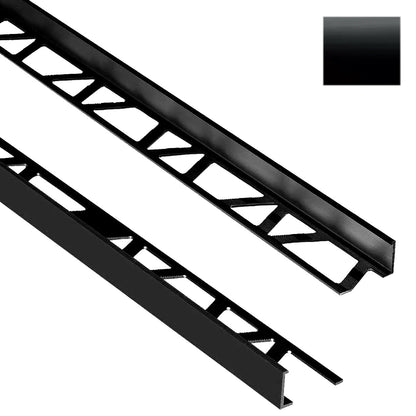 Black Edge Trim Jolly 3/8 in. by 8 ft. Aluminum L Angle Edging for Wall or Floor Tile - Edge Trim