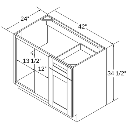 Blind Corner Base Kitchen Cabinet SCB42 Danbury Blue LessCare 42 in. width 34.5 in. height 24 in. depth - Kitchen
