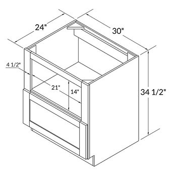 30"W x 34 1/2"H x 24"D Base microwave cabinet with one drawer - Shaker Toffee