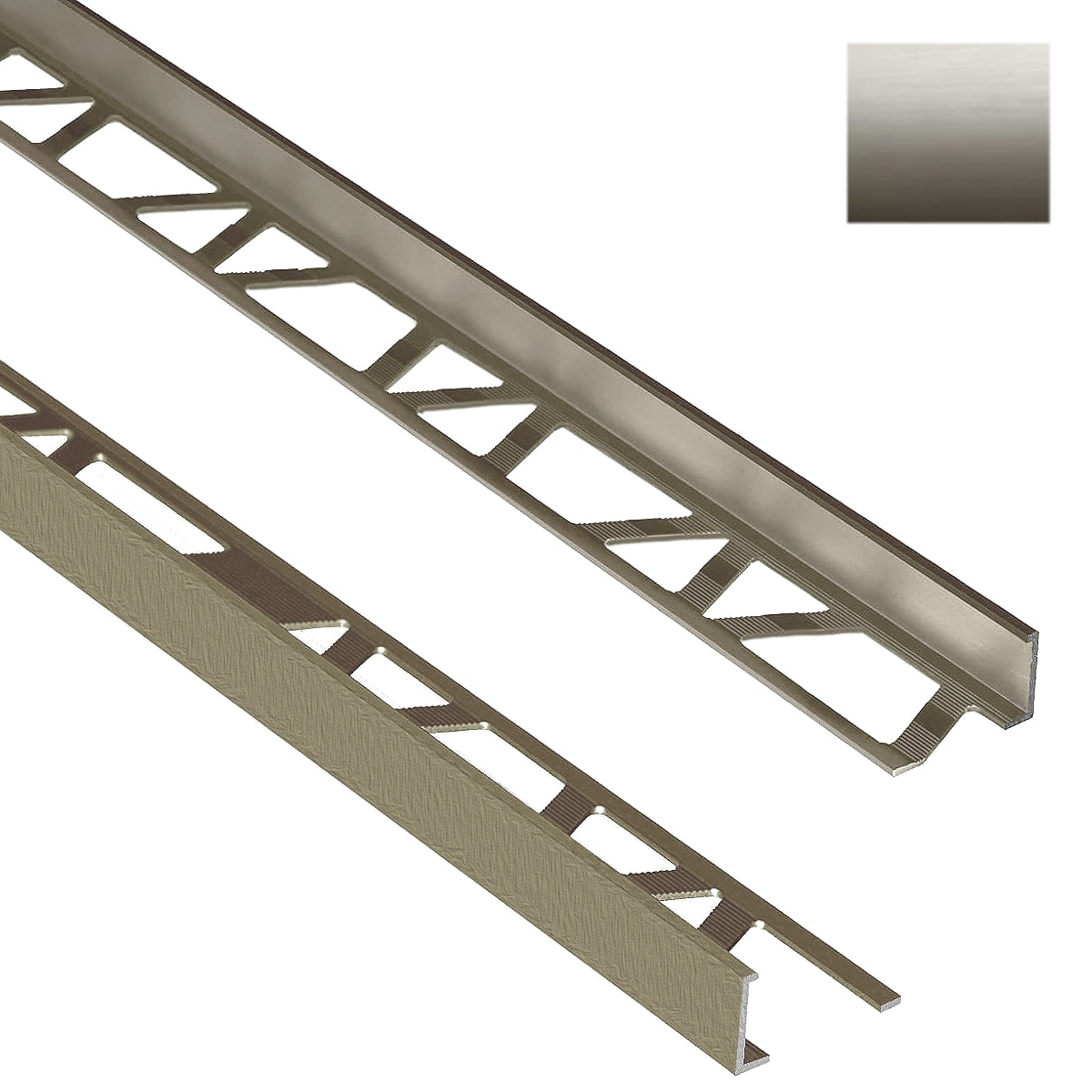 Brushed Nickel Edge Trim Jolly 3/8 in. by 8 ft. Aluminum L Angle Edging for Wall or Floor Tile - Edge Trim