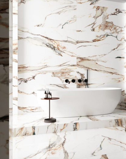 Calacatta Gold Tile 24x48 Polished Rectified Porcelain Floor and Wall for Interior or Exterior Flooring