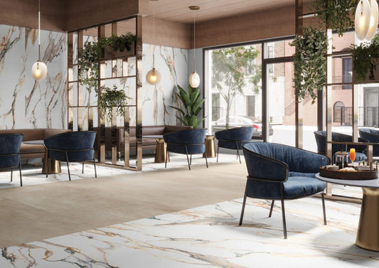 Calacatta Gold Tile 24x48 Polished Rectified Porcelain Floor and Wall for Interior or Exterior Flooring