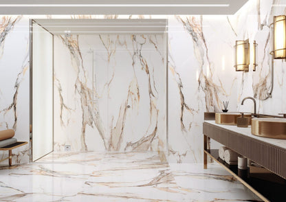 Calacatta Gold Tile 24x48 Polished Rectified Porcelain Floor and Wall for Interior or Exterior Flooring