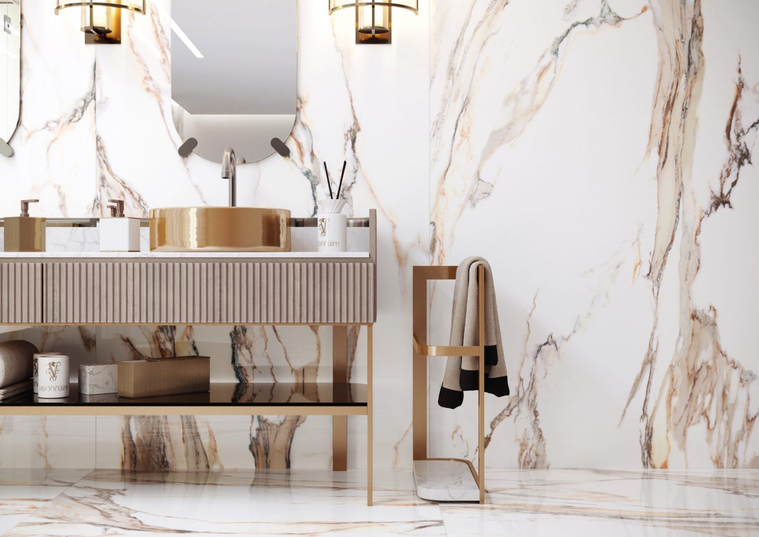 Calacatta Gold Tile 24x48 Polished Porcelain Floor