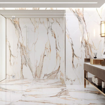 Calacatta Gold Tile 24x48 Polished Rectified Porcelain Floor and Wall for Interior or Exterior