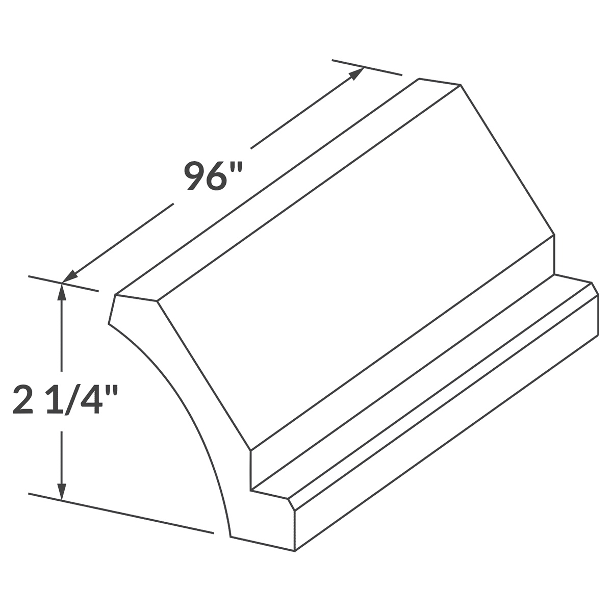Crown Molding MCROWN-R Milan Slate 96 in. width 2.25 in. height - Kitchen Cabinets