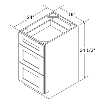 Drawer Base Kitchen Cabinet DB18 Milan Pearl LessCare 18 in. width 34.5 in. height 24 in. depth