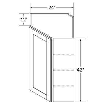 Diagonal Corner Kitchen Cabinet DC2442 Colonial Gray LessCare 24 in. width 42 in. height 12 in. depth