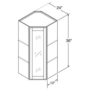 Mullion Diagonal Corner Wall Kitchen Cabinet DCMD2436 Milan Pearl LessCare 24 in. width 36 in. height 12 in. depth