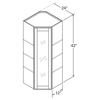 Mullion Diagonal Corner Wall Kitchen Cabinet DCMD2442 Shaker Toffee LessCare 24 in. width 42 in. height 12 in. depth