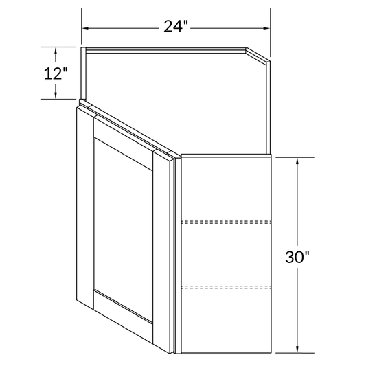 Diagonal Corner Kitchen Cabinet DC2430 Colonial Gray LessCare 24 in. width 30 in. height 12 in. depth - Kitchen Cabinets