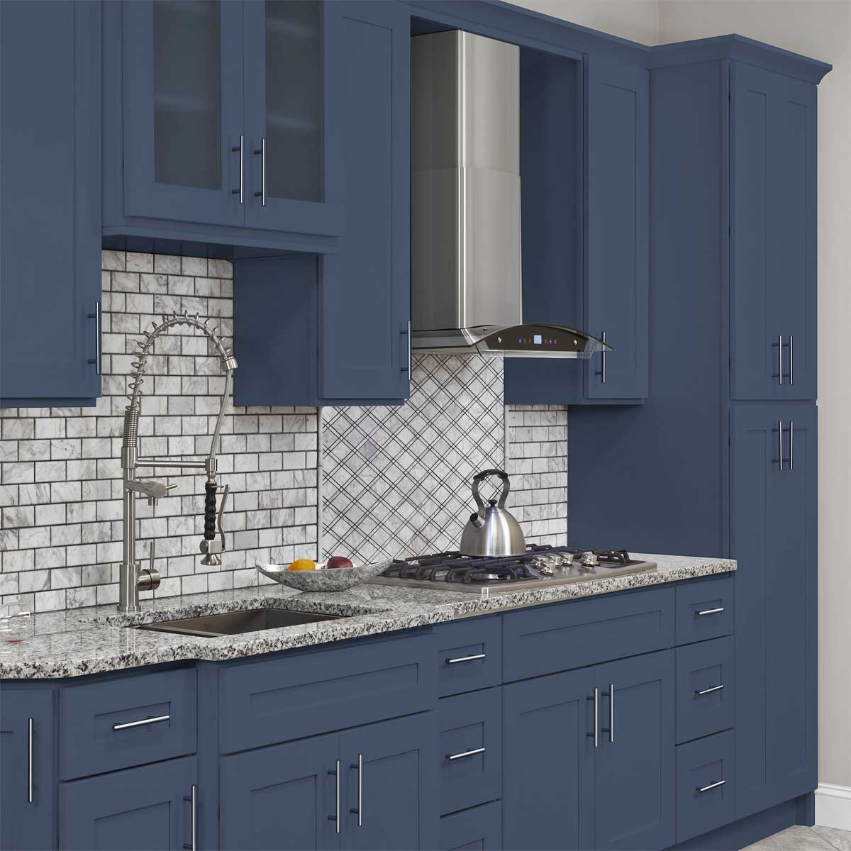 Door Sample of Danbury Blue LessCare - Kitchen Cabinets