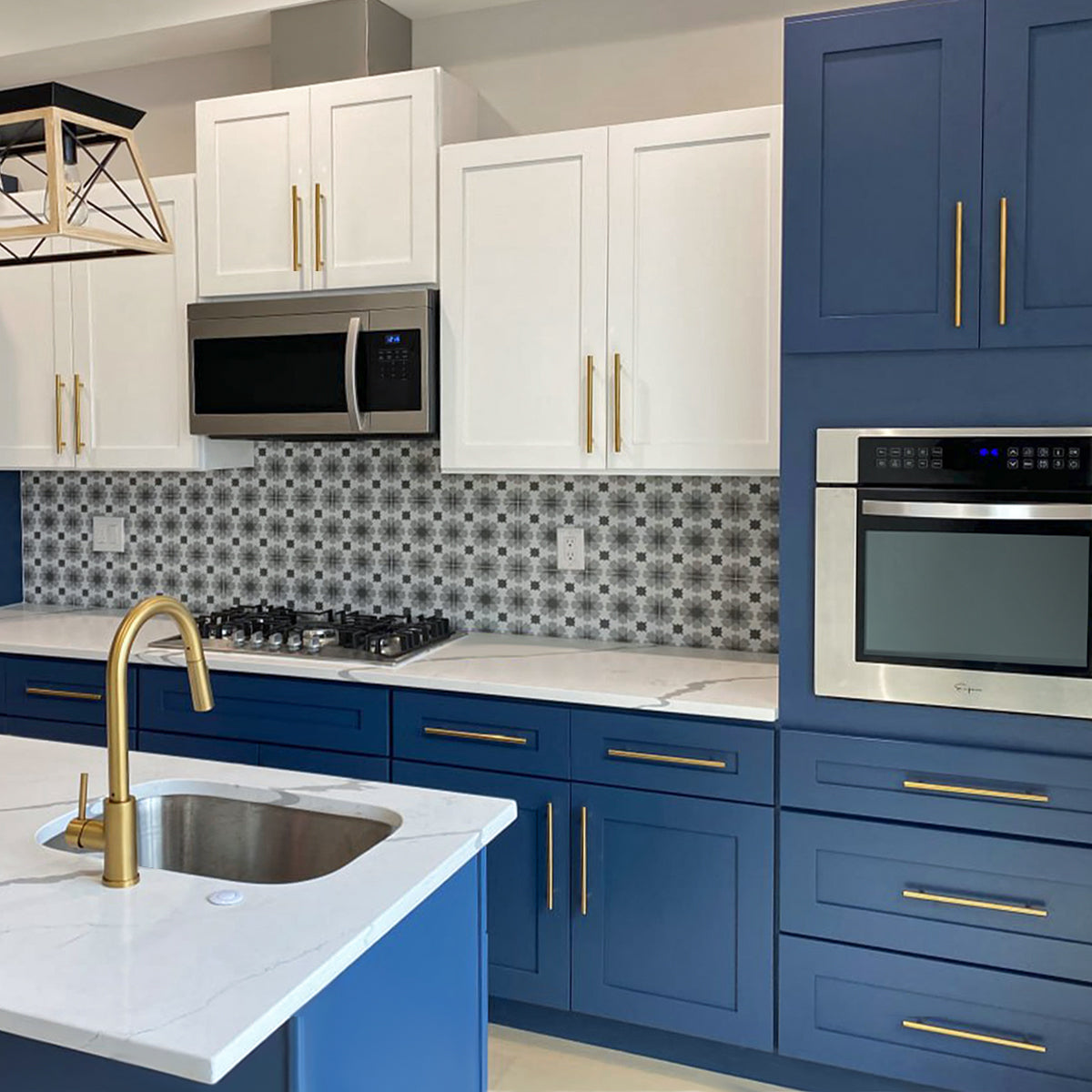 Door Sample of Danbury Blue LessCare - Kitchen Cabinets