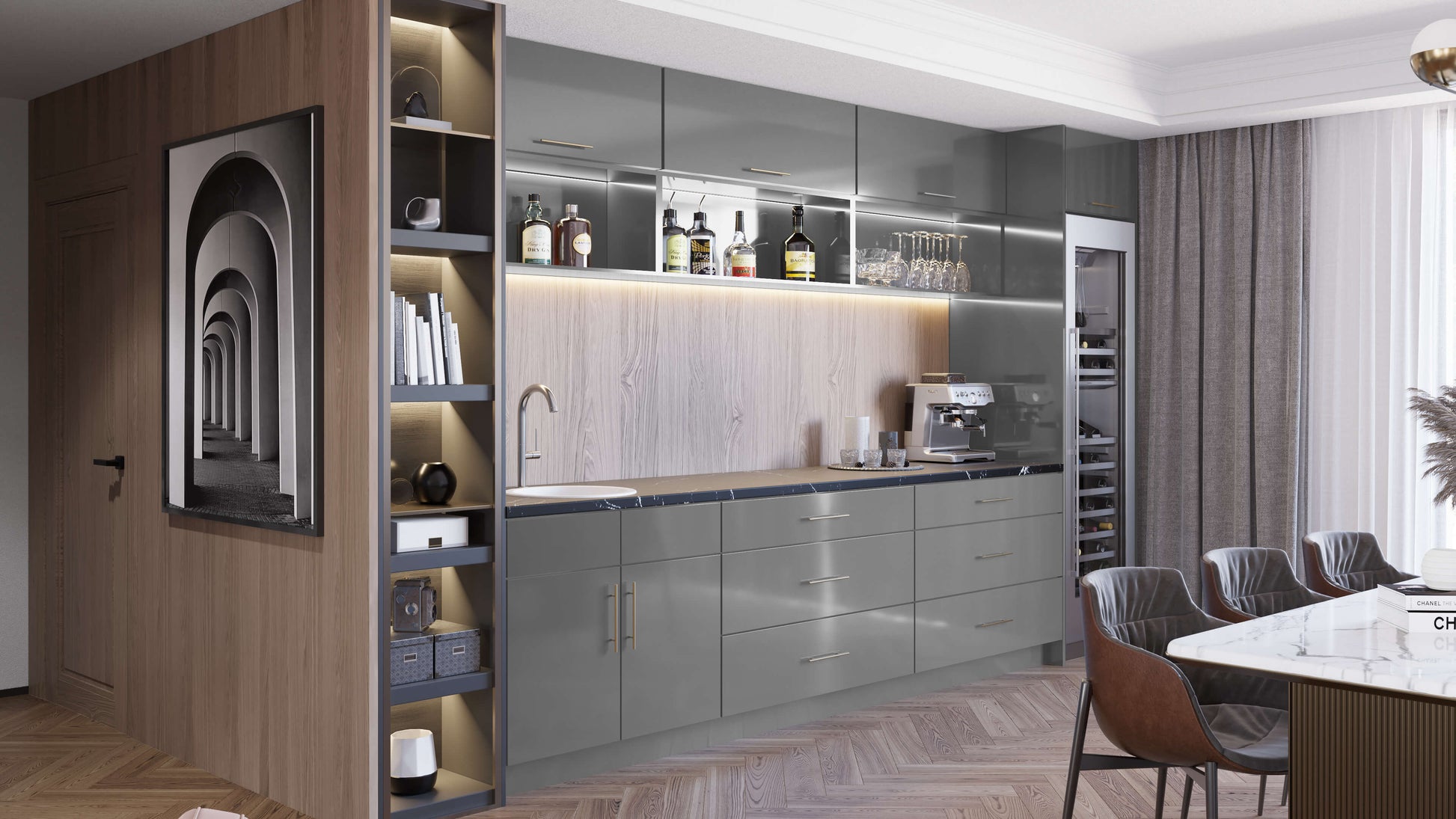 Fabuwood Illume Catalina Grigio Gloss Door Sample Kitchen Cabinets