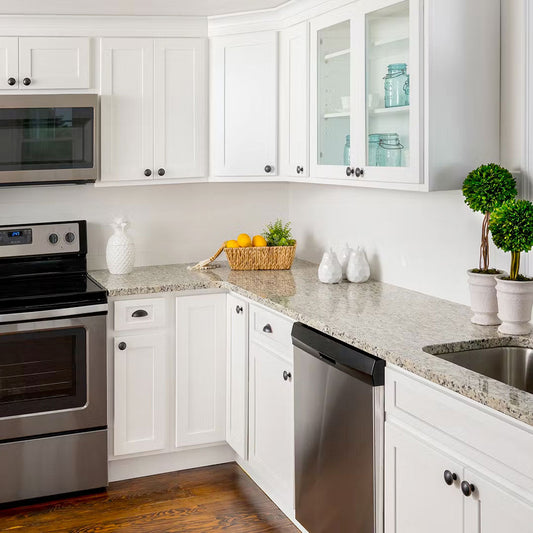 Fabuwood Quest Discovery Frost Recessed Panel White Door Sample - Kitchen Cabinets