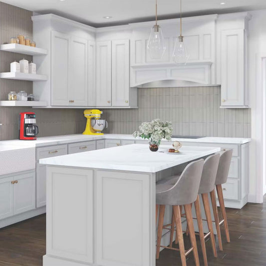 Fabuwood Quest Metro Frost Recessed Panel White Door Sample - Kitchen Cabinets