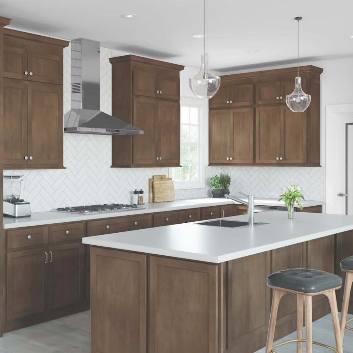 Fabuwood Quest Metro Java Recessed Panel Brown Door Sample - Kitchen Cabinets