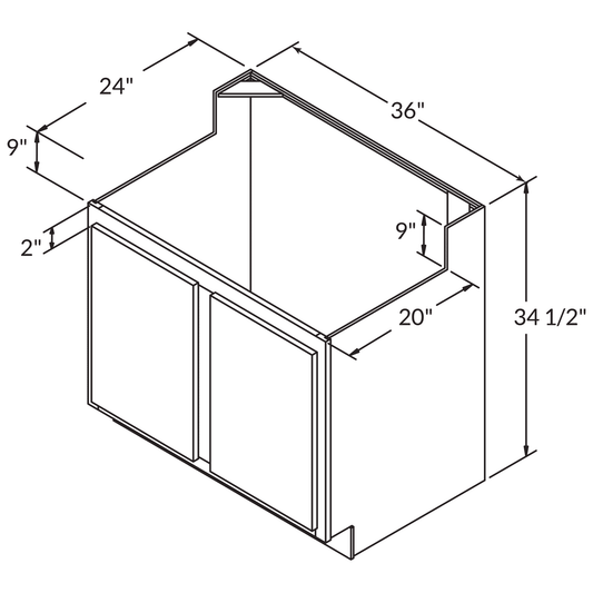 Farmhouse Sink Base Cabinet SBF36 Newport LessCare 36 in. width - Kitchen Cabinets