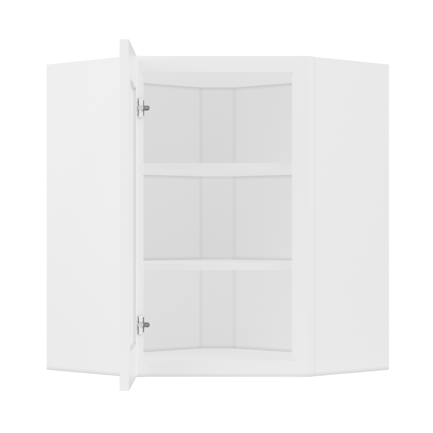 Frosted Glass Diagonal Corner Wall Kitchen Cabinet DCMD2430 Alpina White LessCare 24 in. width 30 in. height 12 in.