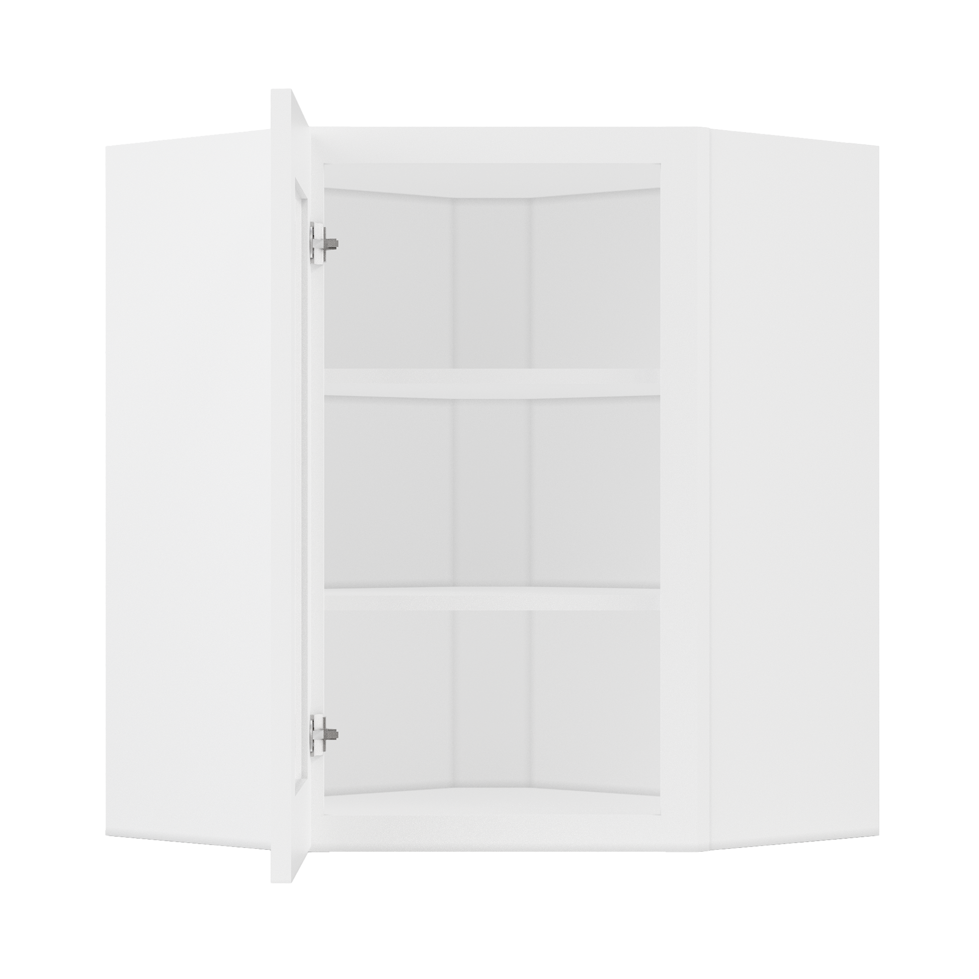 Frosted Glass Diagonal Corner Wall Kitchen Cabinet DCMD2430 Alpina White LessCare 24 in. width 30 in. height 12 in.