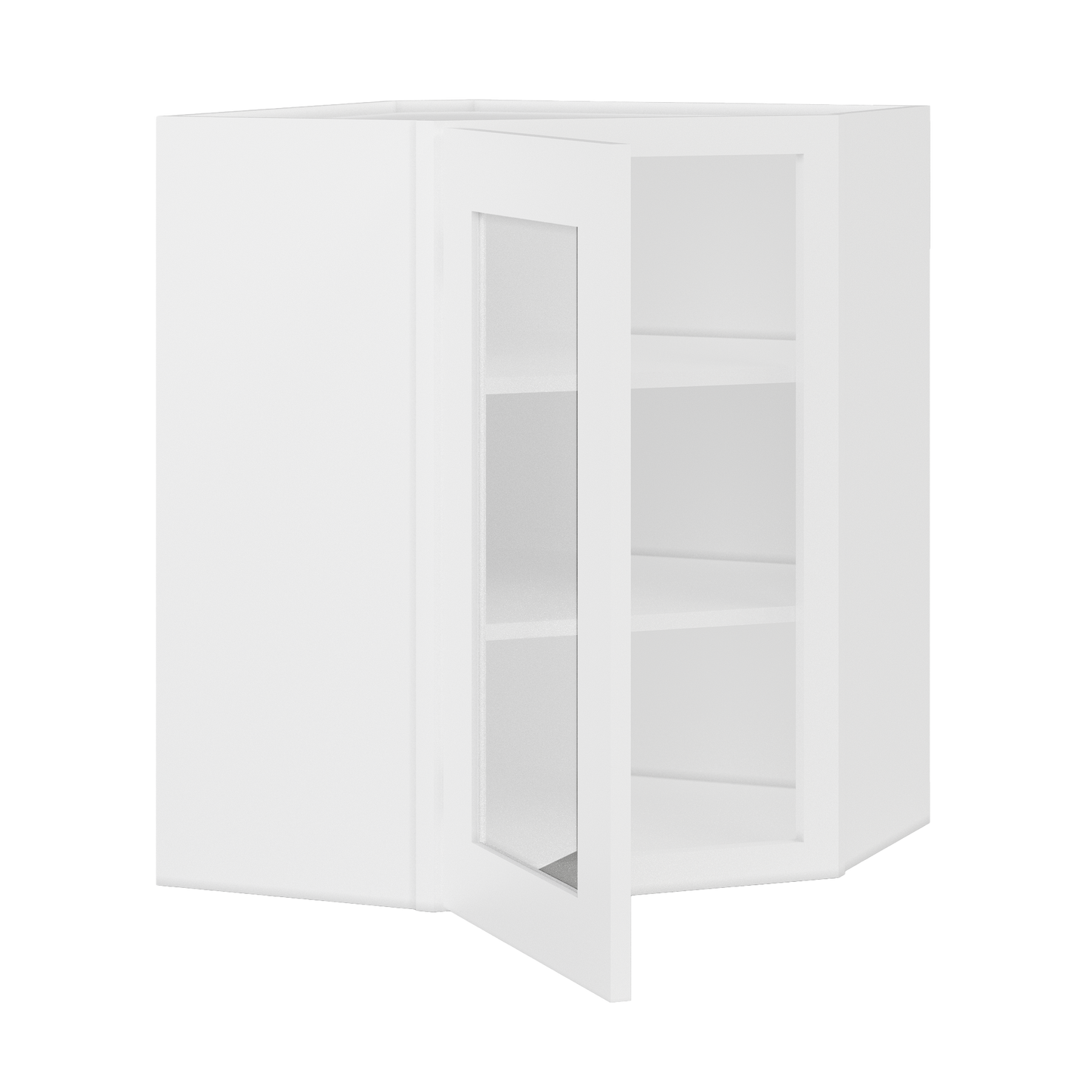 Frosted Glass Diagonal Corner Wall Kitchen Cabinet DCMD2430 Alpina White LessCare 24 in. width 30 in. height 12 in.
