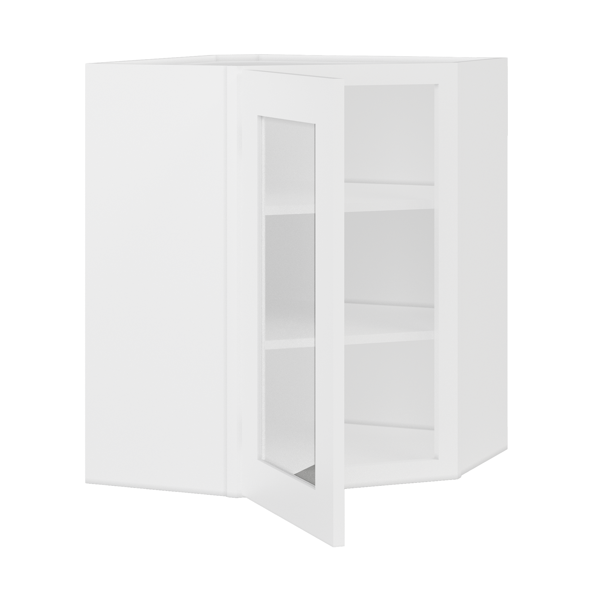 Frosted Glass Diagonal Corner Wall Kitchen Cabinet DCMD2430 Alpina White LessCare 24 in. width 30 in. height 12 in.