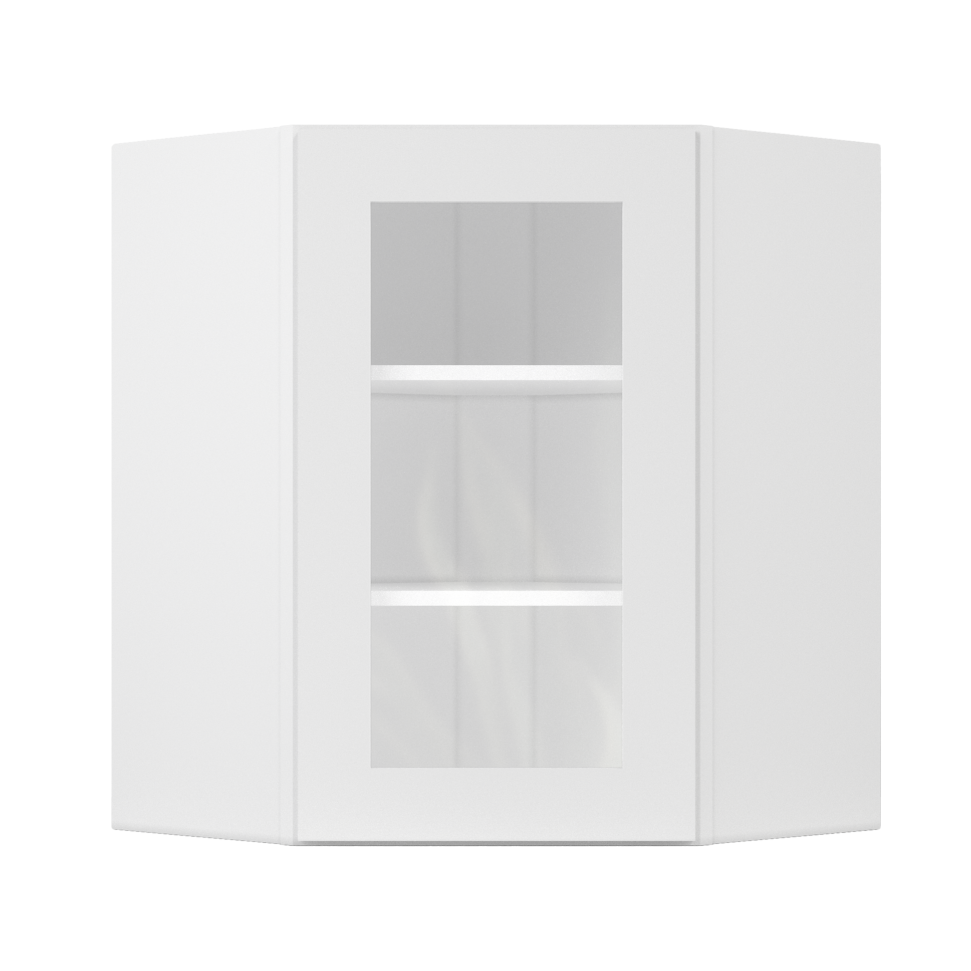 Frosted Glass Diagonal Corner Wall Kitchen Cabinet DCMD2430 Alpina White LessCare 24 in. width 30 in. height 12 in.