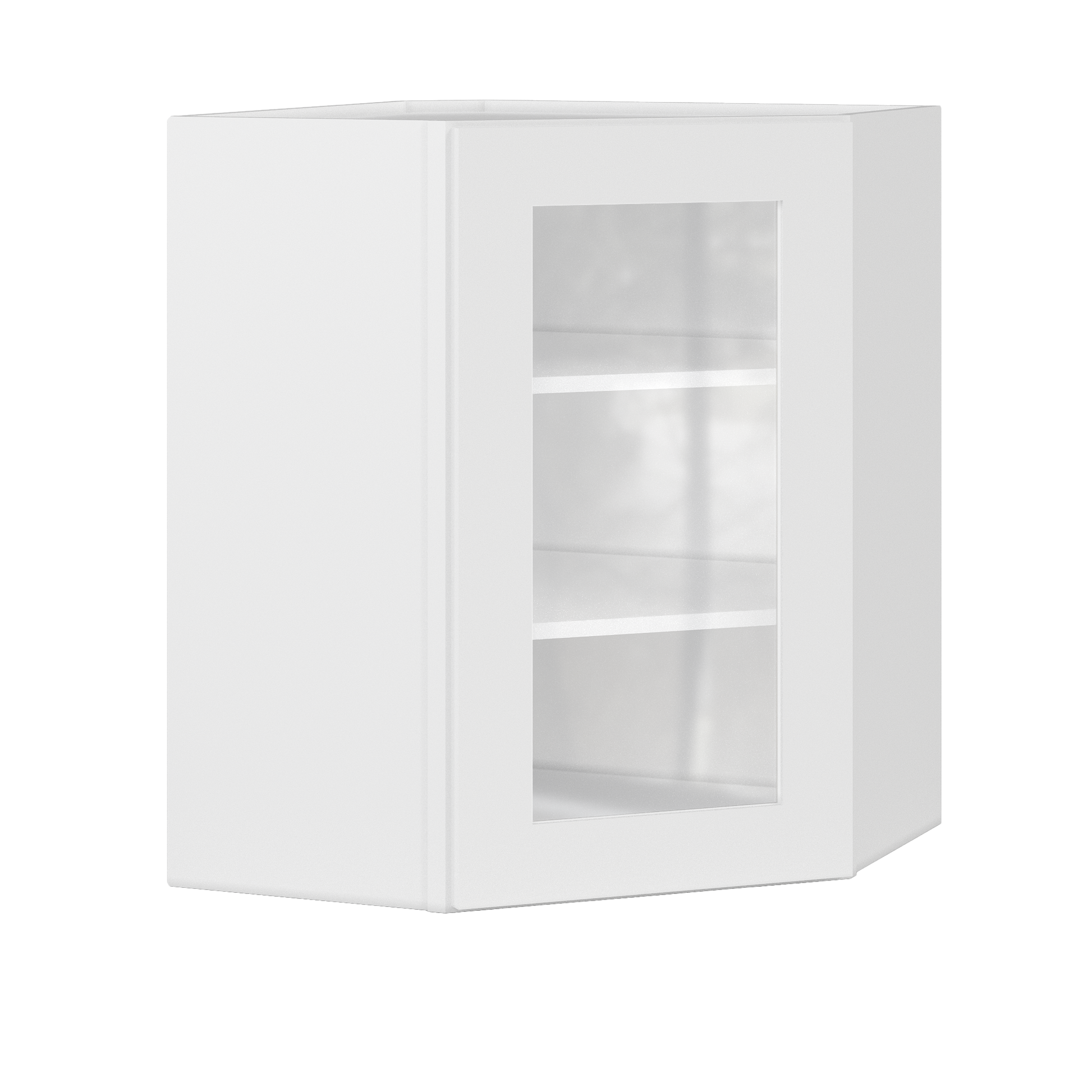 Frosted Glass Diagonal Corner Wall Kitchen Cabinet DCMD2430 Alpina White LessCare 24 in. width 30 in. height 12 in.