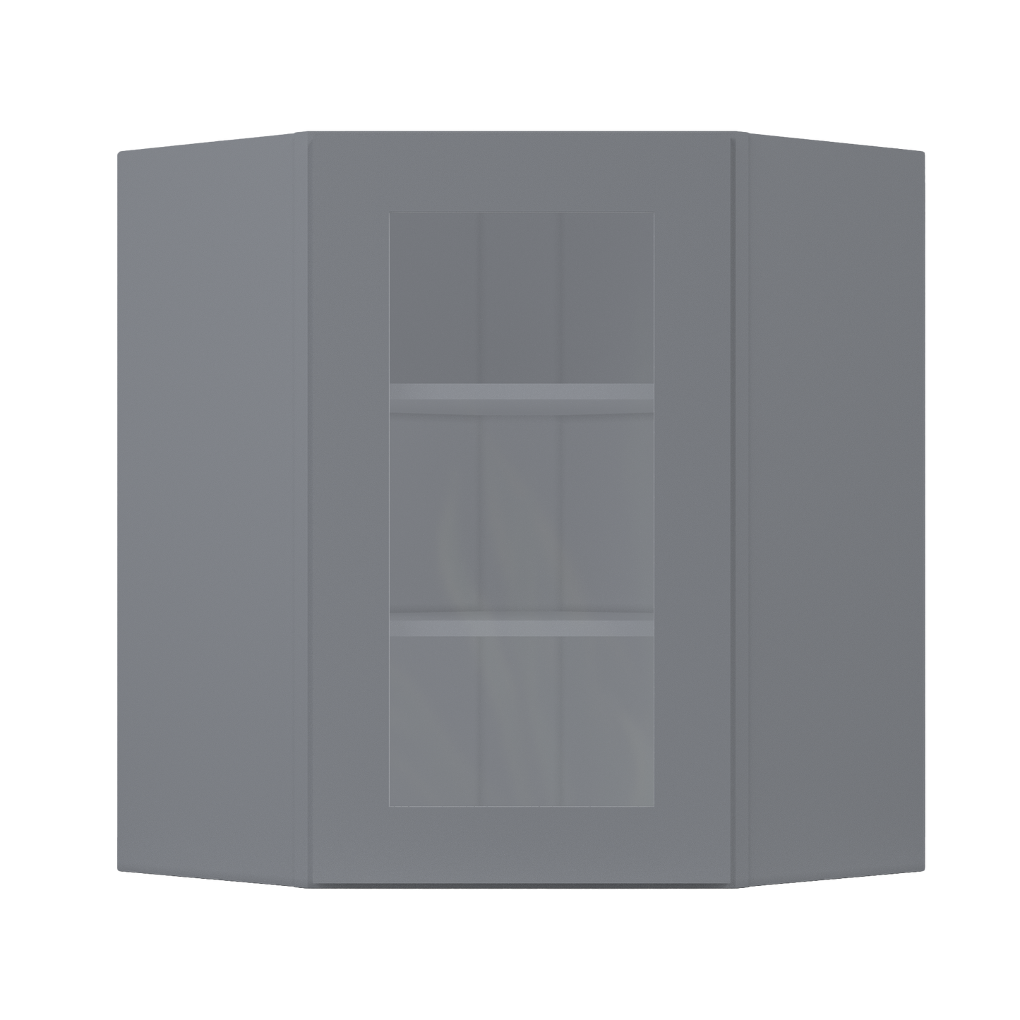 Frosted Glass Diagonal Corner Wall Kitchen Cabinet DCMD2430 Colonial Gray LessCare 24 in. width 30 in. height 12 in.