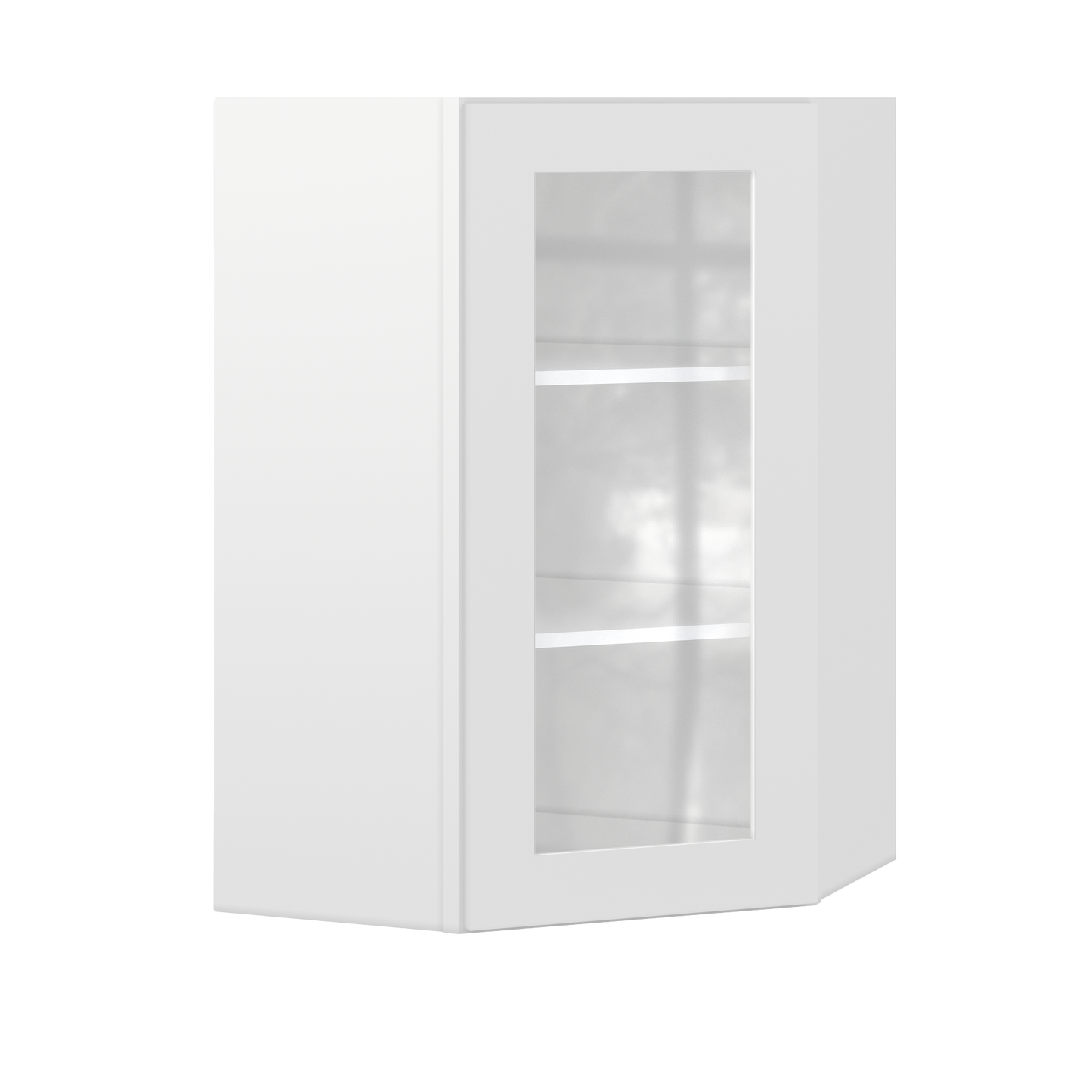 Frosted Glass Diagonal Corner Wall Kitchen Cabinet DCMD2436 Alpina White LessCare 24 in. width 36 in. height 12 in.