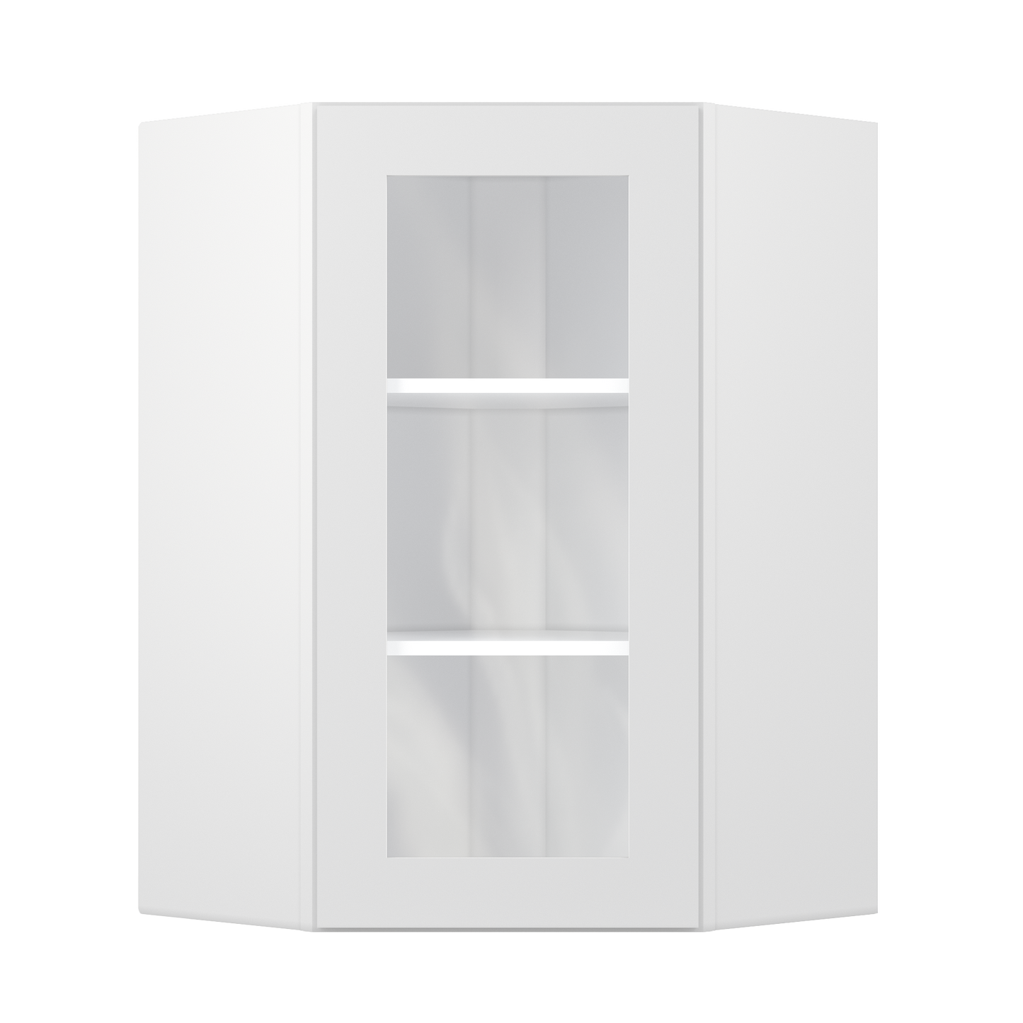 Frosted Glass Diagonal Corner Wall Kitchen Cabinet DCMD2436 Alpina White LessCare 24 in. width 36 in. height 12 in.