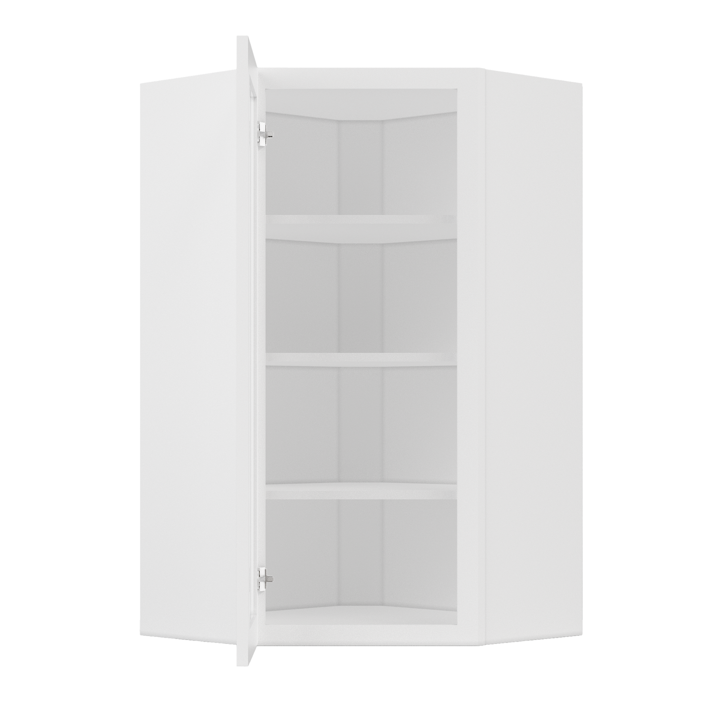 Frosted Glass Diagonal Corner Wall Kitchen Cabinet DCMD2442 Alpina White LessCare 24 in. width 42 in. height 12 in.