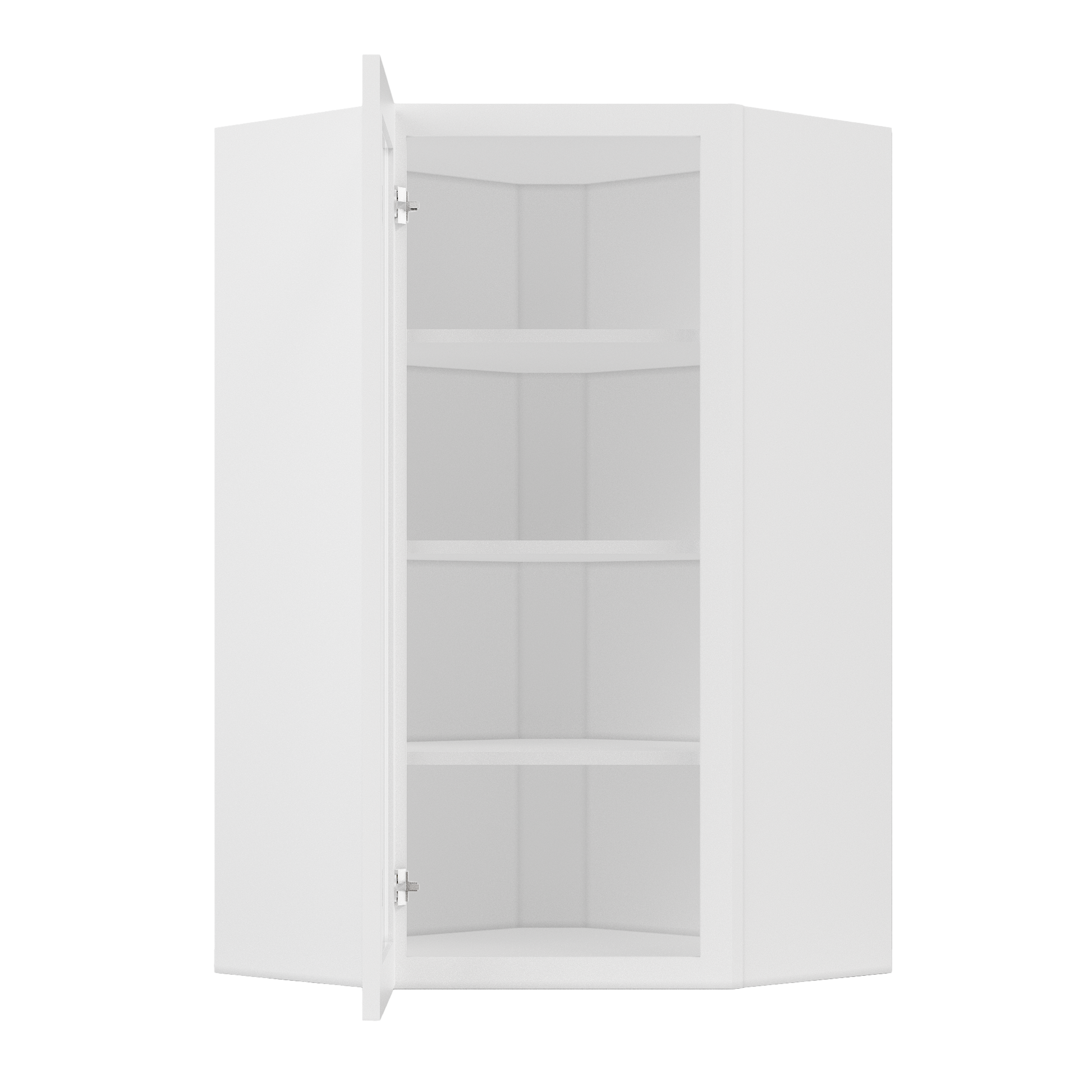 Frosted Glass Diagonal Corner Wall Kitchen Cabinet DCMD2442 Alpina White LessCare 24 in. width 42 in. height 12 in.