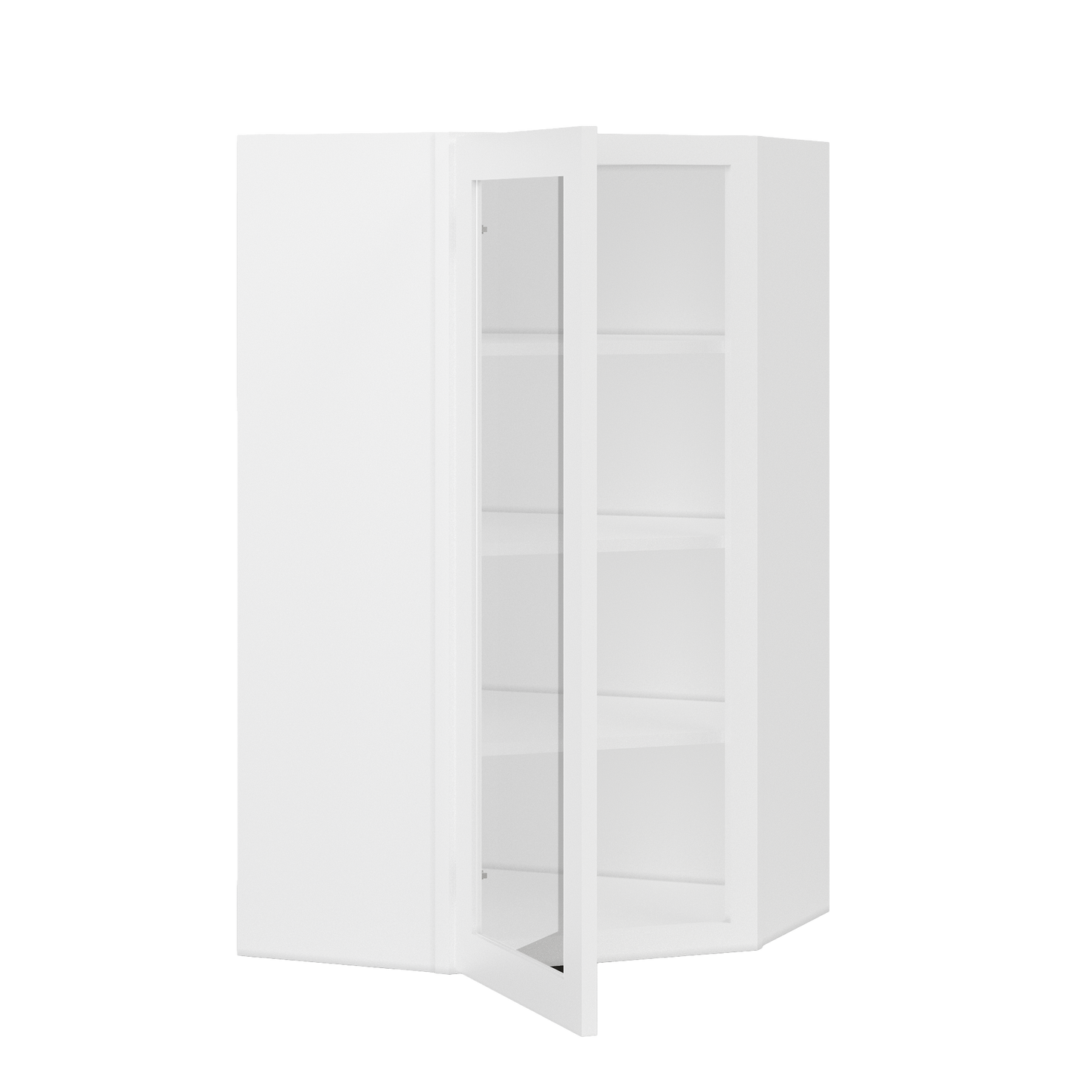 Frosted Glass Diagonal Corner Wall Kitchen Cabinet DCMD2442 Alpina White LessCare 24 in. width 42 in. height 12 in.