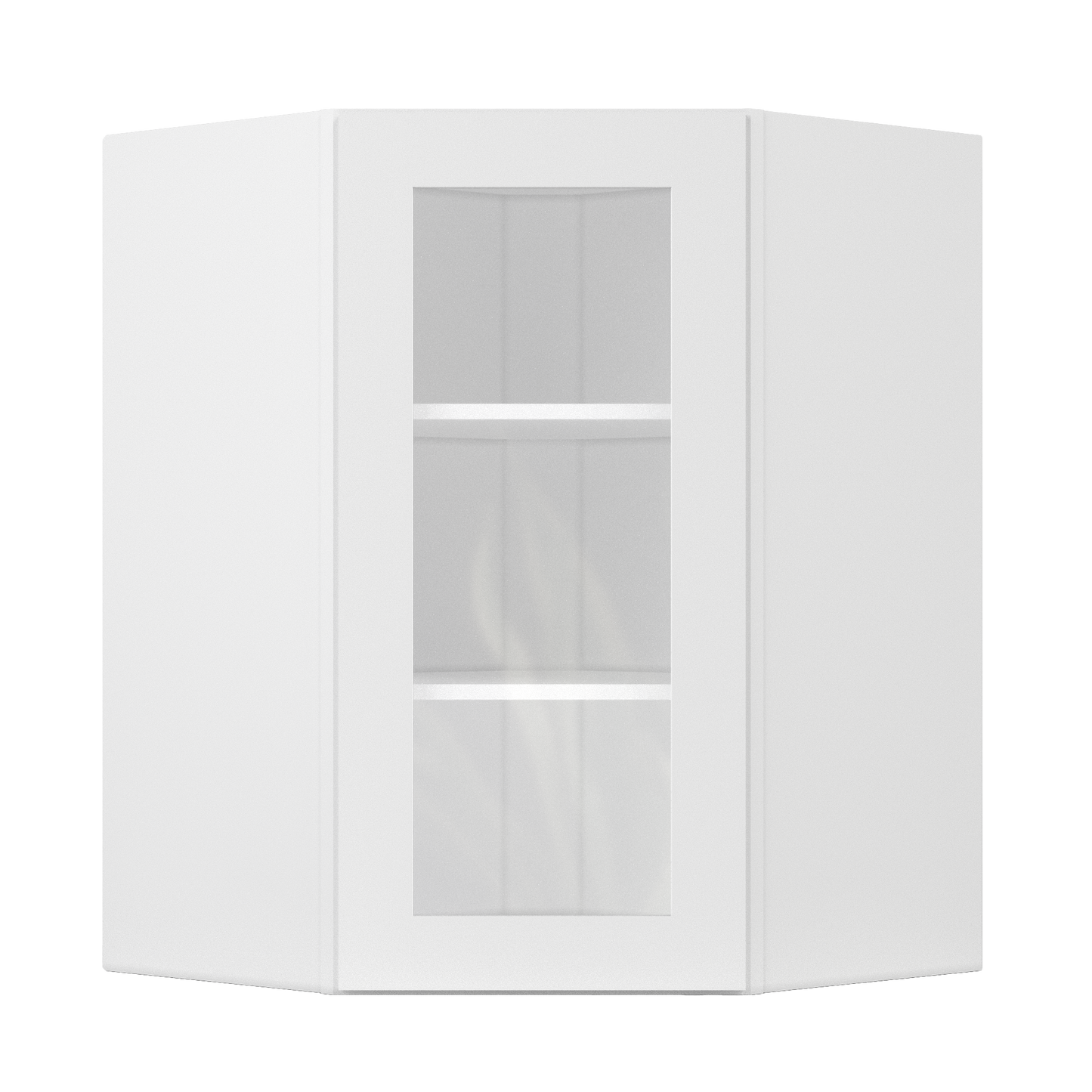 Frosted Glass Diagonal Corner Wall Kitchen Cabinet DCMD2736 Alpina White LessCare 27 in. width 36 in. height 15 in.