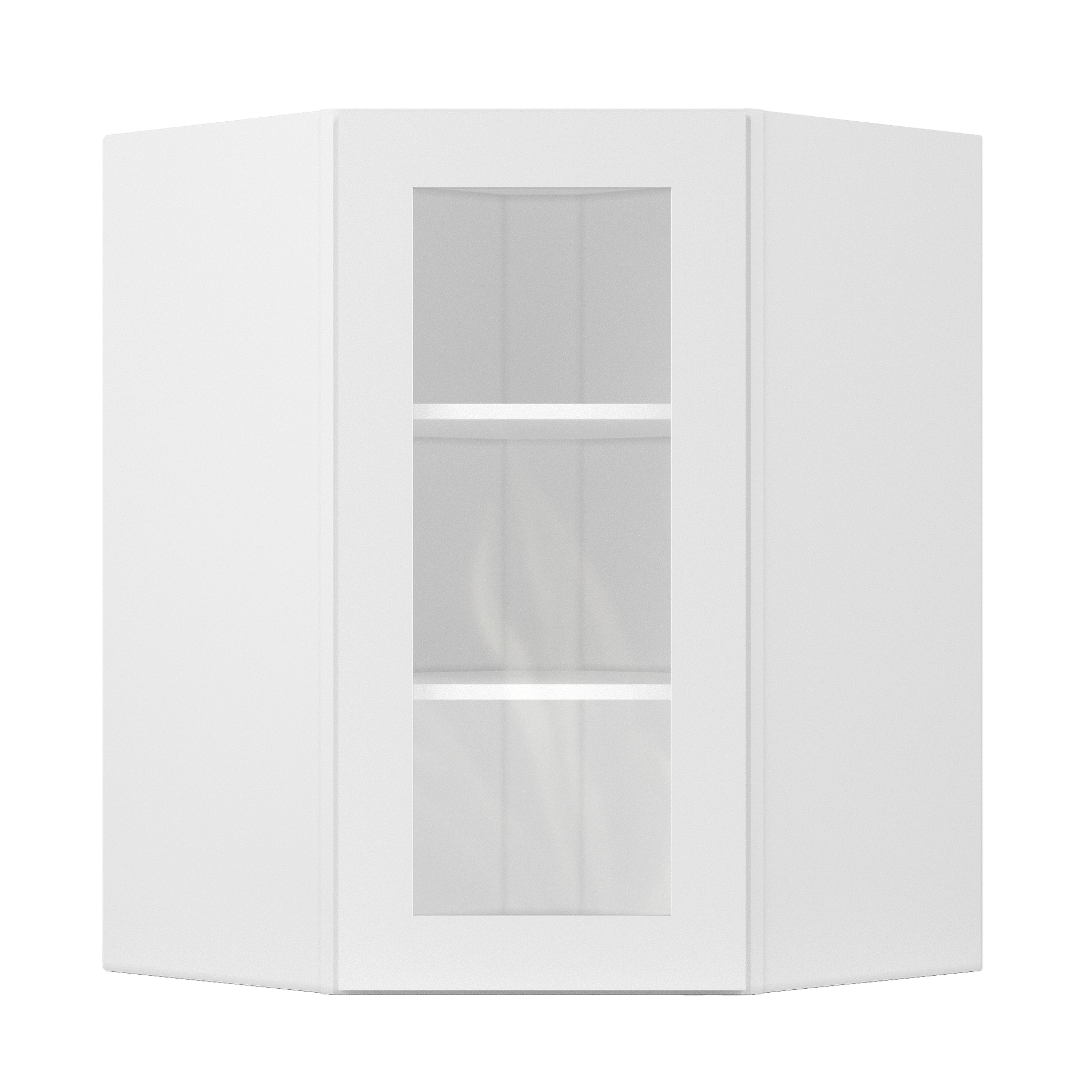 Frosted Glass Diagonal Corner Wall Kitchen Cabinet DCMD2736 Alpina White LessCare 27 in. width 36 in. height 15 in.