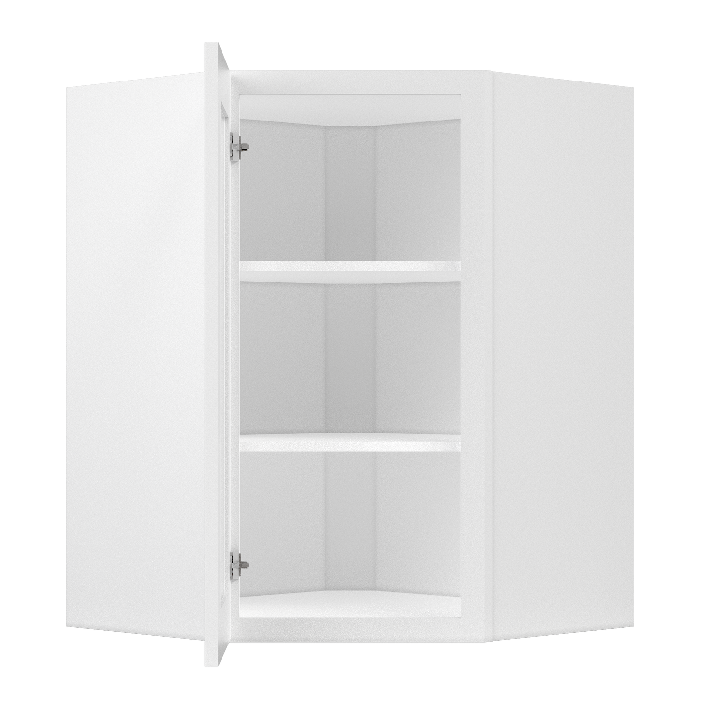 Frosted Glass Diagonal Corner Wall Kitchen Cabinet DCMD2736 Alpina White LessCare 27 in. width 36 in. height 15 in.