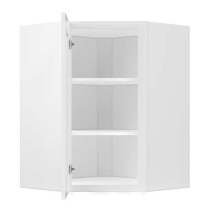 Frosted Glass Diagonal Corner Wall Kitchen Cabinet DCMD2736 Alpina White LessCare 27 in. width 36 in. height 15 in.